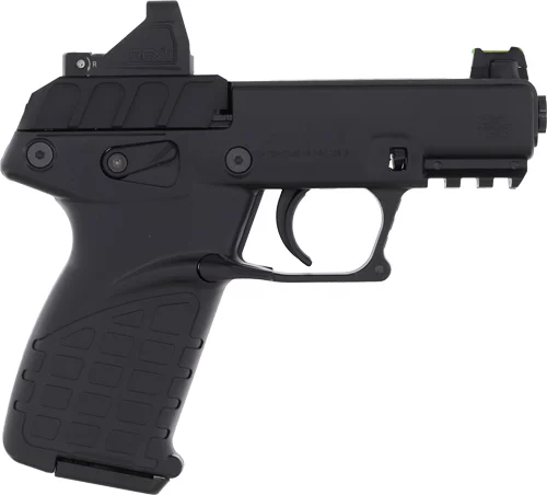 KelTec P17 .22 LR pistol in black with optic and holster