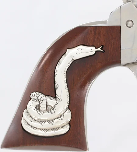 Cimarron Firearms Man With No Name SAA .45 Long Colt 4.75 inch Nickel Silver Snake grip