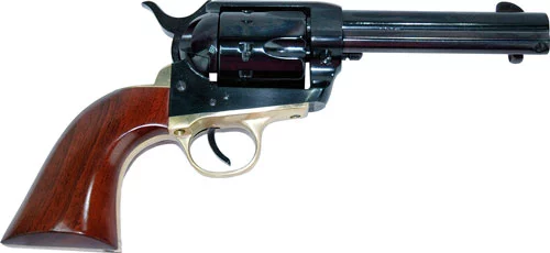 Cimarron Pistolero .22 LR 4.75-inch blued revolver with walnut grips and exposed hammer