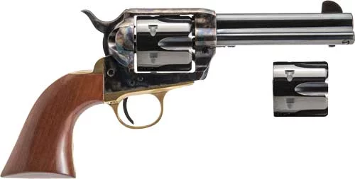 Cimarron Pistolero 6-shot revolver, case-colored frame, blued 4.75 in barrel, walnut grips