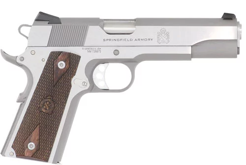 Springfield Armory 1911 Garrison .45 ACP 5-inch stainless handgun with wood laminate grips