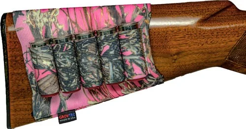 Grovtec shotgun shell holder TrueTimber Pink nylon 5-shell buttstock sleeve