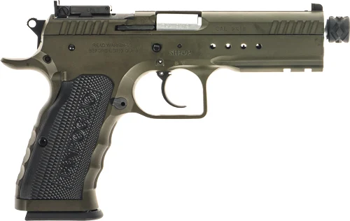 Tanfoglio Defiant Tactical Pro 9mm pistol with stainless threaded barrel and steel frame
