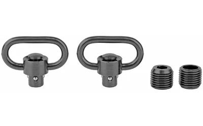 GrovTec heavy duty push button swivel set with stainless steel bases, black oxide, for 1 1/4 inch slings