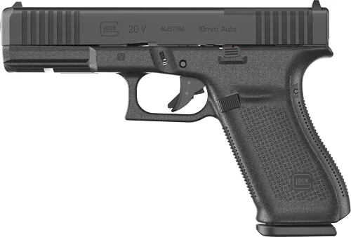 Glock G20 V MOS 10mm pistol in black with optics-ready slide and three 10-round magazines