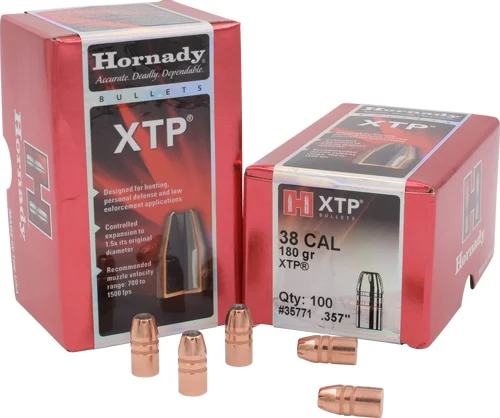 Hornady XTP .38 Cal .357 180 gr jacketed hollow point bullets - 100 per box