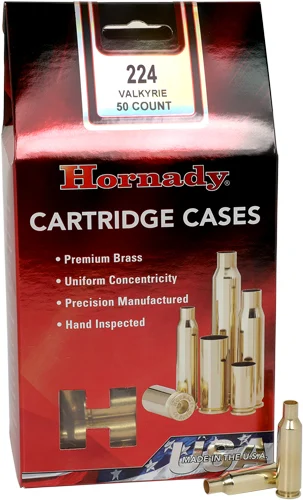 Hornady .224 Valkyrie unprimed brass cartridge cases 50 per box