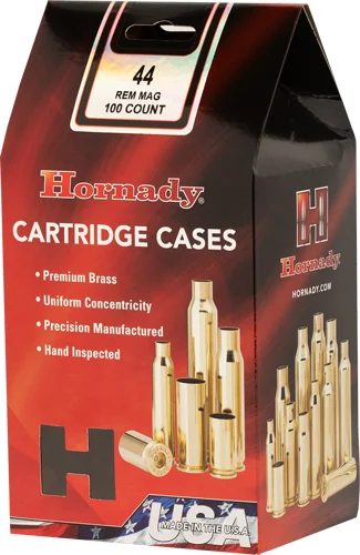Hornady unprimed .44 Remington Magnum brass cases, 100 pack