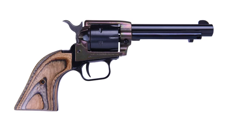 Heritage Rough Rider .22 LR revolver with case-hardened finish and camo laminate grips