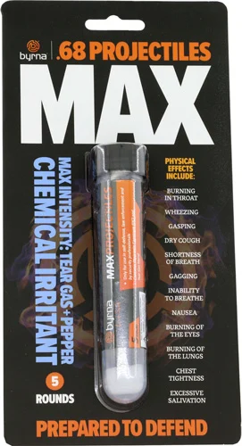 Byrna Max Projectiles 5-count tube .68 cal OC CS PAVA