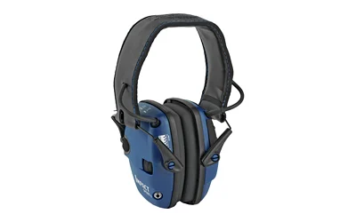 Howard Leight Impact Sport electronic earmuff in Real Blue, folded view