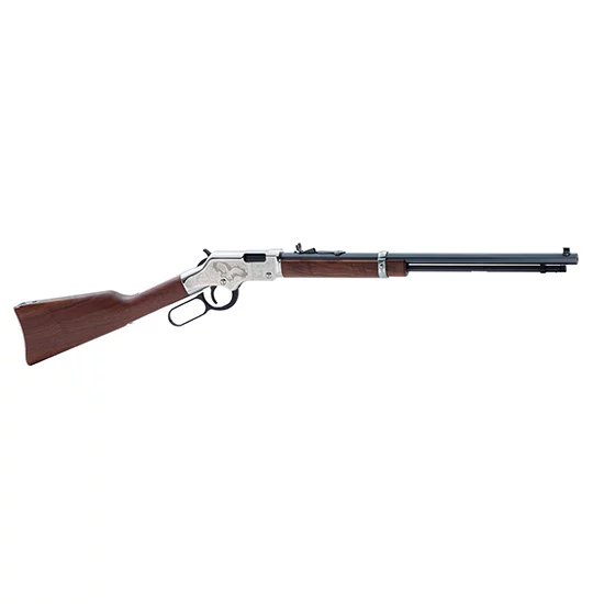 Henry Silver Eagle 2nd Edition lever-action .22 rifle, 20-inch octagon barrel, walnut stock, engraved nickel receiver