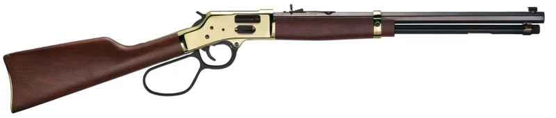 Henry Big Boy Brass 20in Octagon Blued Barrel Lever-Action Rifle .357/.38, polished brass receiver, walnut stock