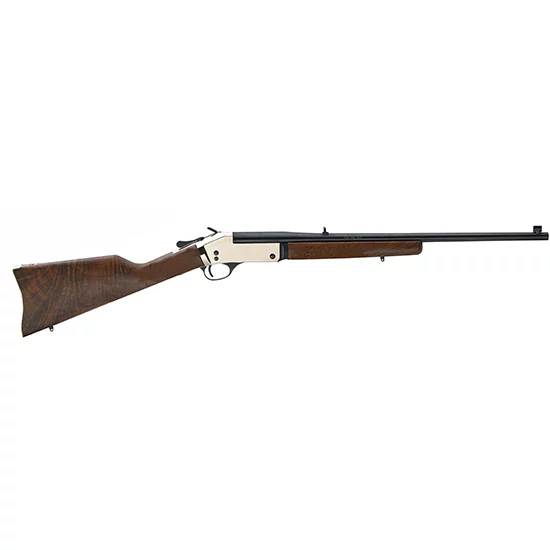 Henry H015B-44 single shot brass rifle 22" blued barrel polished brass receiver walnut stock