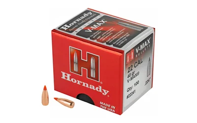 Hornady V-MAX .22 cal 0.224 inch 40 grain polymer tip boat tail bullets, 100 per box