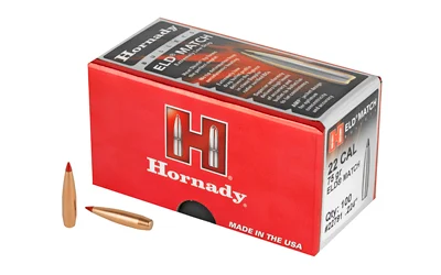 Hornady ELD Match 75 gr .224 bullets with Heat Shield tip, 100 per box