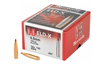 Hornady ELD-X 6.5mm (.264) 143 gr polymer-tipped boat-tail bullets 100 per box