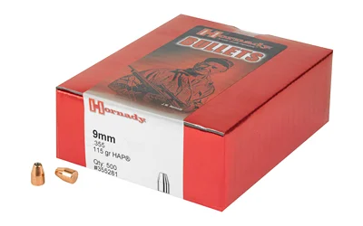 Hornady HAP 9mm jacketed hollow point bullets 500 count box