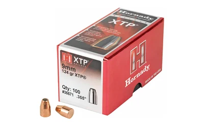 Hornady 9mm .355 124 gr XTP jacketed hollow point bullets 100 per box