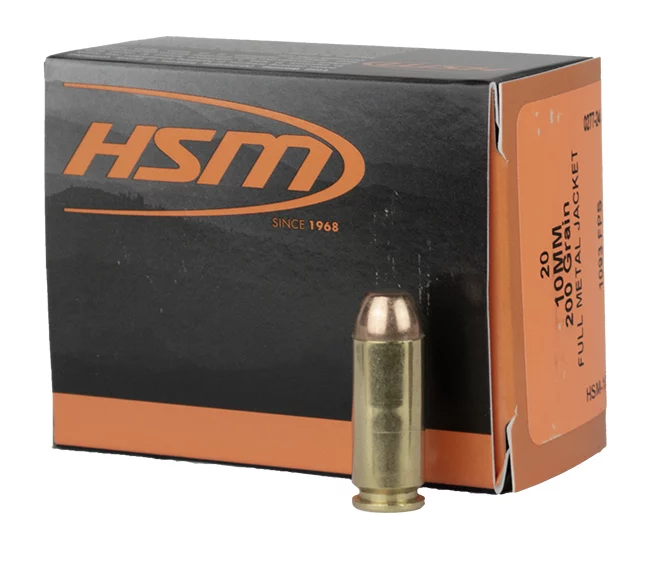 HSM 10mm 200gr FMJ handgun ammunition 20rd box