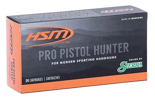 HSM Pro Pistol .454 Casull 300 gr JSP ammunition box, 20 rounds per box