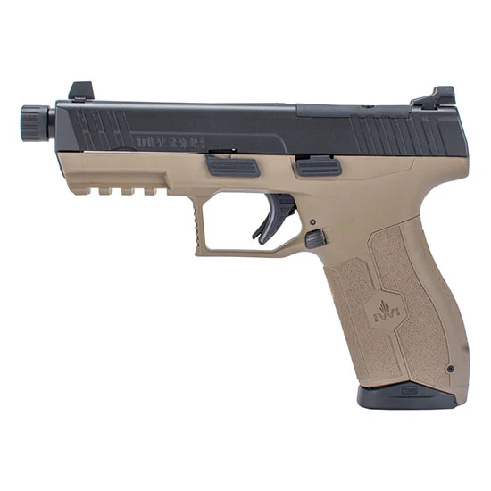 IWI Masada 9mm pistol Flat Dark Earth polymer frame with black slide and threaded barrel