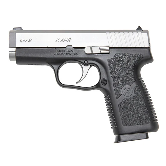 Kahr CW9 9mm stainless slide black polymer frame handgun with 7-round magazine