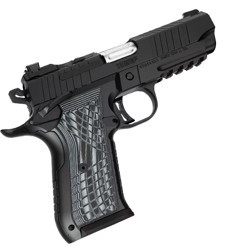 Kimber KDS9C 9mm KimPro Black pistol with G-10 crosshatch grips and TruGlo night sights