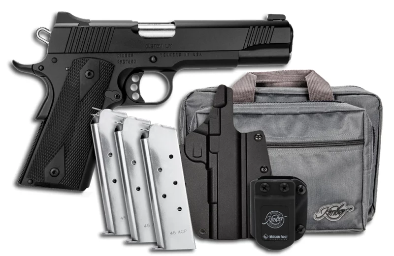 Kimber Custom LW 1911 .45 ACP 5-inch Club Bundle pistol with magazines, holster, and range bag