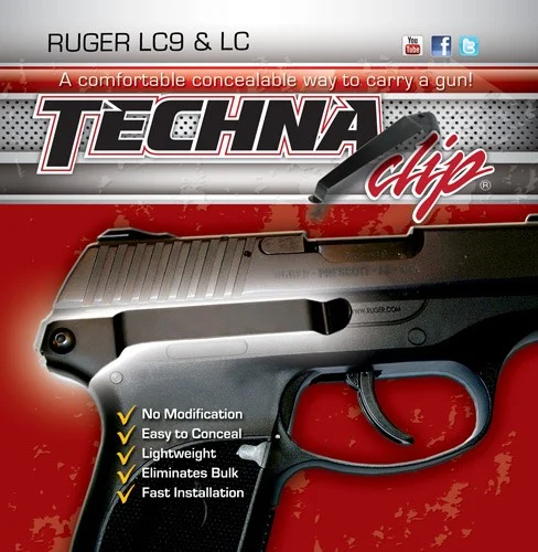 Techna Clip right-side belt clip for Ruger LC9 and LC380, spring steel, black oxide finish