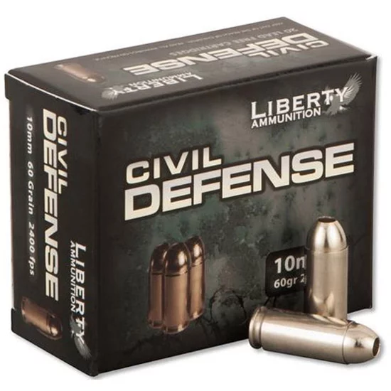 Liberty Civil Defense 10mm Auto 60 gr copper fragmenting hollow-point ammunition 20 rd box