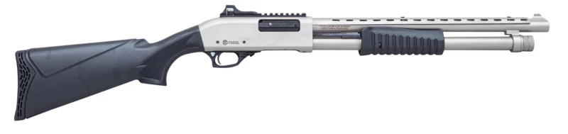 Citadel Mariner 12ga 18.5in Pump Shotgun Nickel Finish Black Synthetic Stock