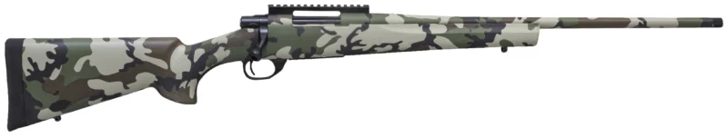 LSI Howa M1500 243 Win rifle in Woodland Camo with full rail and threaded barrel