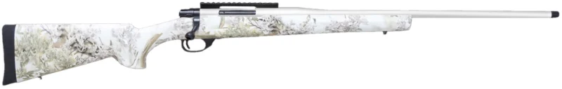 LSI Howa M1500 rifle with Cerakote white threaded barrel and Kings Snow synthetic stock