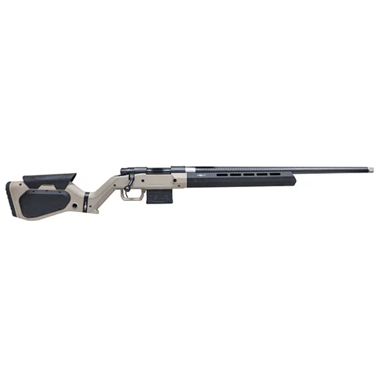 HOWA M1500 Hera H7 .308 Win rifle with 24-inch carbon fiber threaded barrel and tan chassis