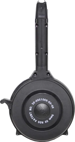 Iver Johnson 50-round polymer drum magazine for Glock 9mm, black