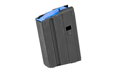 ASC 6.5mm Grendel 10-round stainless magazine with Marlube finish and blue follower