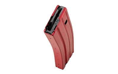 DURAMAG Speed 30-round red anodized 6061-T6 aluminum AR-15 magazine with black anti-tilt follower