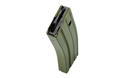 DuraMag Speed 30rd aluminum AR-15 magazine in OD Green with black AGF follower
