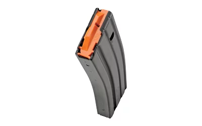 DuraMag SS 30-round stainless steel AR-15 magazine, black finish, orange anti-tilt follower