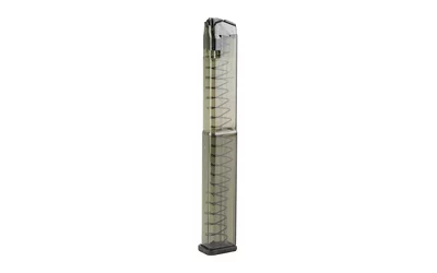 ETS 40-round carbon smoke polymer magazine for Glock 9mm with translucent body