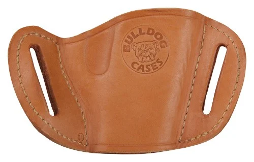 Bulldog molded leather belt slide holster, large tan, right hand