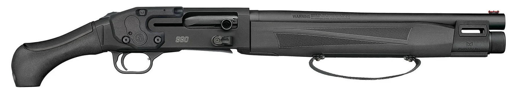 Mossberg 990 AfterShock 12 Gauge shotgun with Crimson Trace LaserSaddle and black synthetic pistol grip