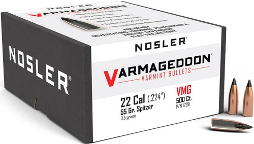 Nosler Varmageddon .22 caliber (.224) 55 grain FB-tipped bullets 500 count