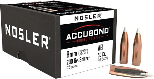 Nosler AccuBond 8mm (.323) 200 gr spitzer boat-tail bullets, 50 per box