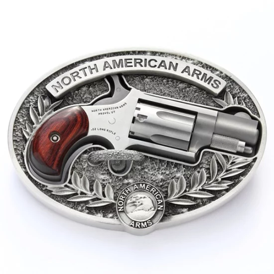 North American Arms .22 LR Mini Revolver 1.125in stainless with wood grips and enclosed belt buckle
