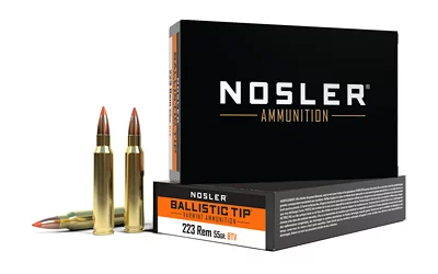 Box of Nosler 223 Rem 55gr Ballistic Tip ammunition, 20 rounds per box