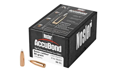 Nosler AccuBond 6mm 90 gr spitzer boat-tail bullets, 50 per box
