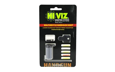 HiViz WAL2012 fiber optic front sight for Walther P22 with red, green and white LitePipes