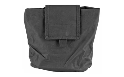 NcSTAR VISM folding dump pouch black canvas holds seven AR/AK 30rd magazines folded and open